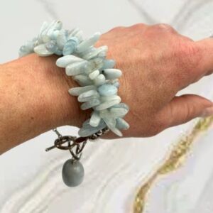 Deb Guyot Raw Polished Aquamarine Bracelet 8”